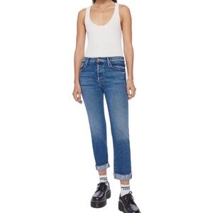 MOTHER The Scrapper Cuff Ankle Fray High Waist Jeans EUC